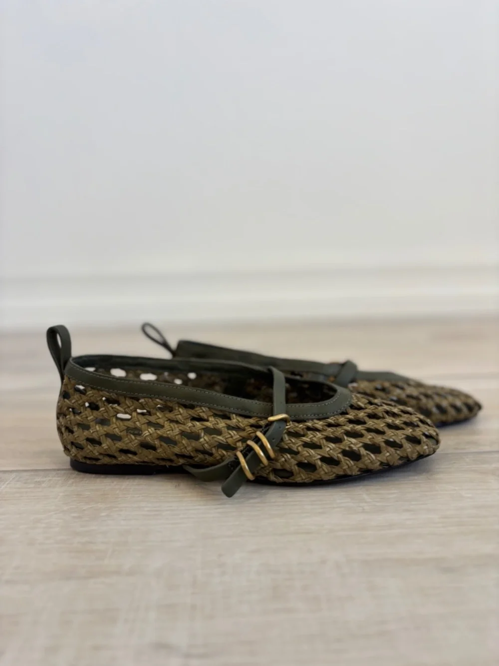 rag & bone Spire Woven Mary Jane Flats Loden Green Sz 37 US 7 - Picture 3 of 12